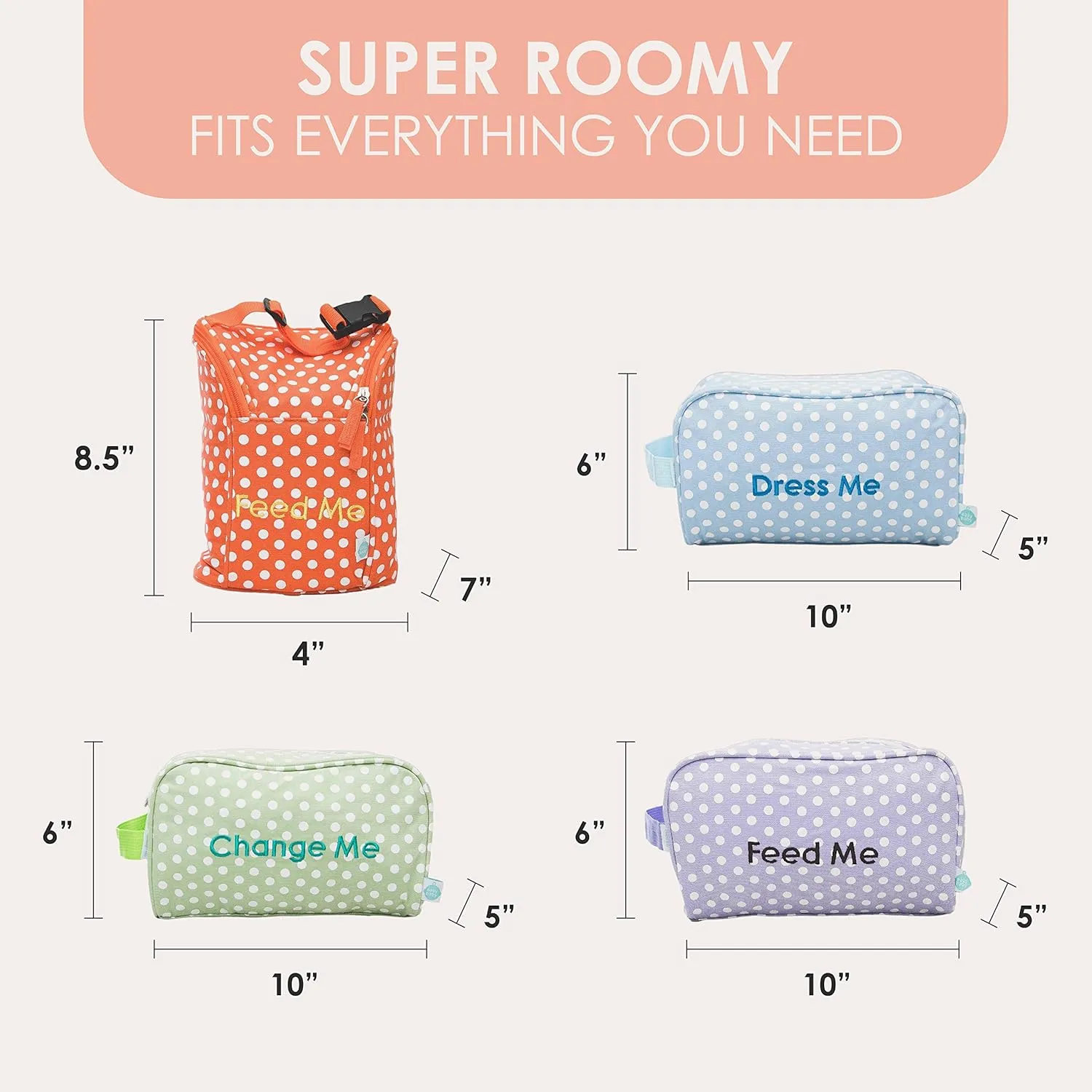 Easy Baby - Diaper, Bottle, and Supplies - Organizer Pouches - Change, Feed, and Dress Me (4 Pack Laguna) | Organizing Packing Tote Cubes for Baby Items | Good for Travel and Keeping Organized