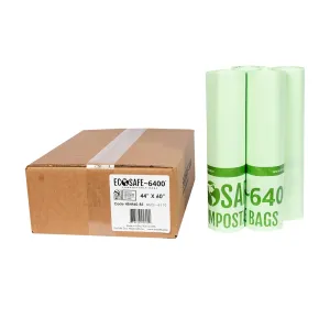 EcoSafe-6400 HB4460-85 Certified Compostable Bag - 44x60” Green Bags for 60 Gallon Bin - Extra Strong Leak, Puncture and Tear Resistant Food Scraps Bin Liners, Pack of 60
