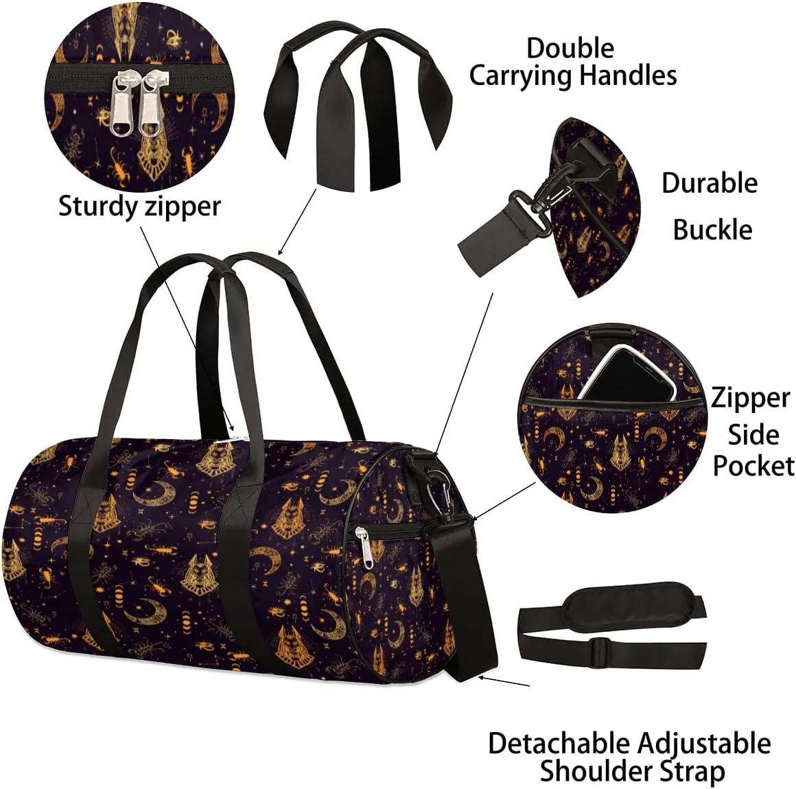 Egyptian Artful Sign Gym Bag Small Gym Duffel Bags for Men Women Overnight Weekender Bag Lightweight Sport Duffle Bag Carry On Gymbag