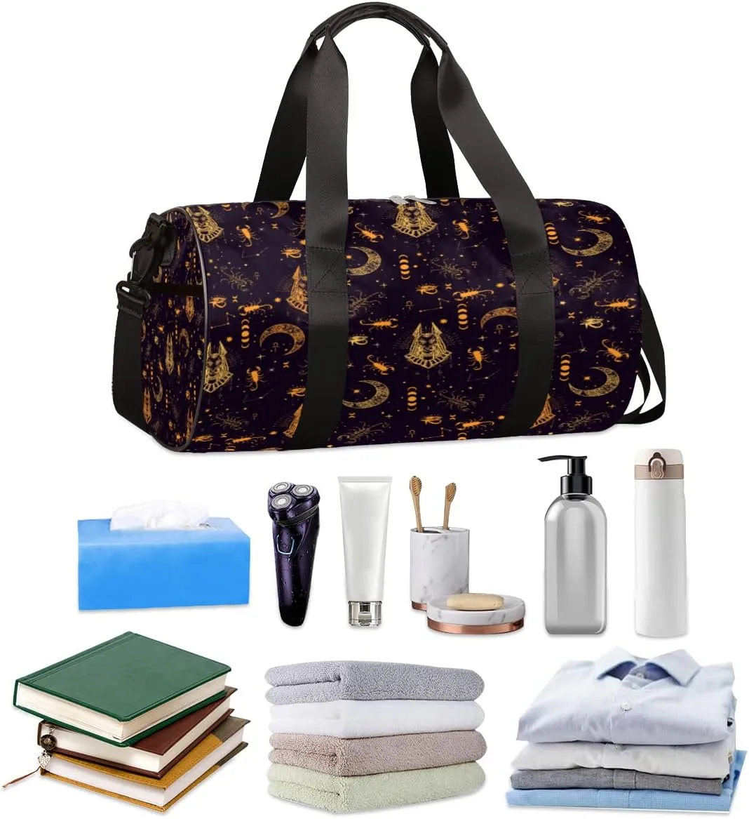 Egyptian Artful Sign Gym Bag Small Gym Duffel Bags for Men Women Overnight Weekender Bag Lightweight Sport Duffle Bag Carry On Gymbag