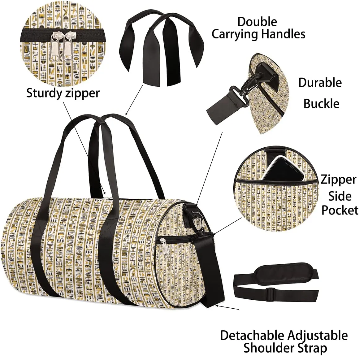 Egyptian Old Art Gym Bag Small Gym Duffel Bags for Men Women Overnight Weekender Bag Lightweight Sport Duffle Bag Carry On Gymbag
