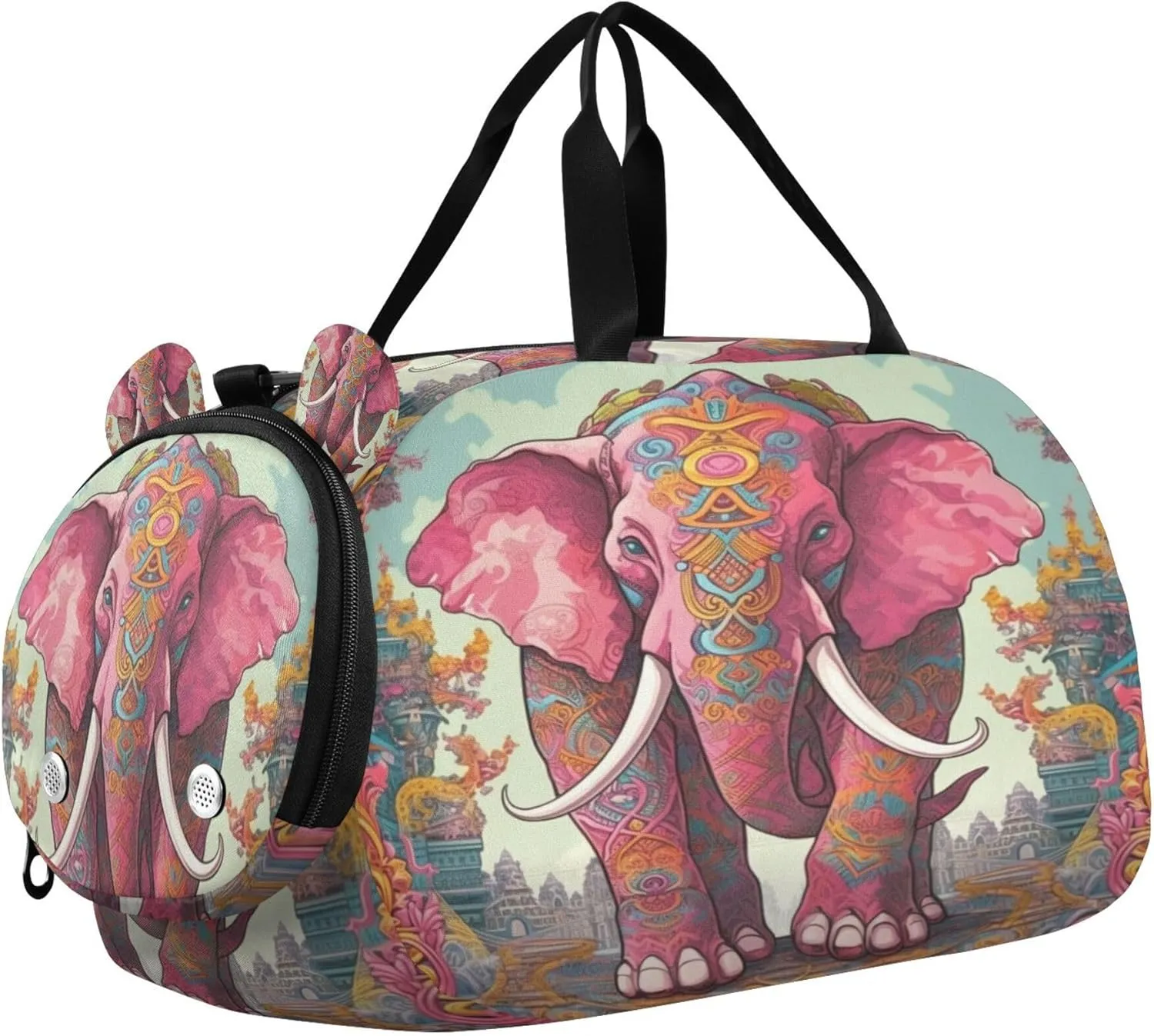 Elephant Kids Overnight Sports Duffel Bags with Shoe Compartment & Wet Pocket Travel Sport Gym Bag for Girls Boys