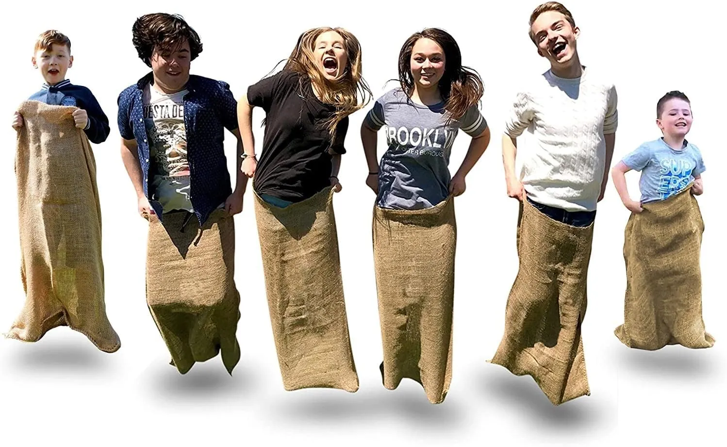 Elite Sportz Potato Sack Race Bags - 6 Quality Sack Race Bags for Kids Birthday Party Games, and Comes with a Compact Bag for Easy Storage. Great Family Games