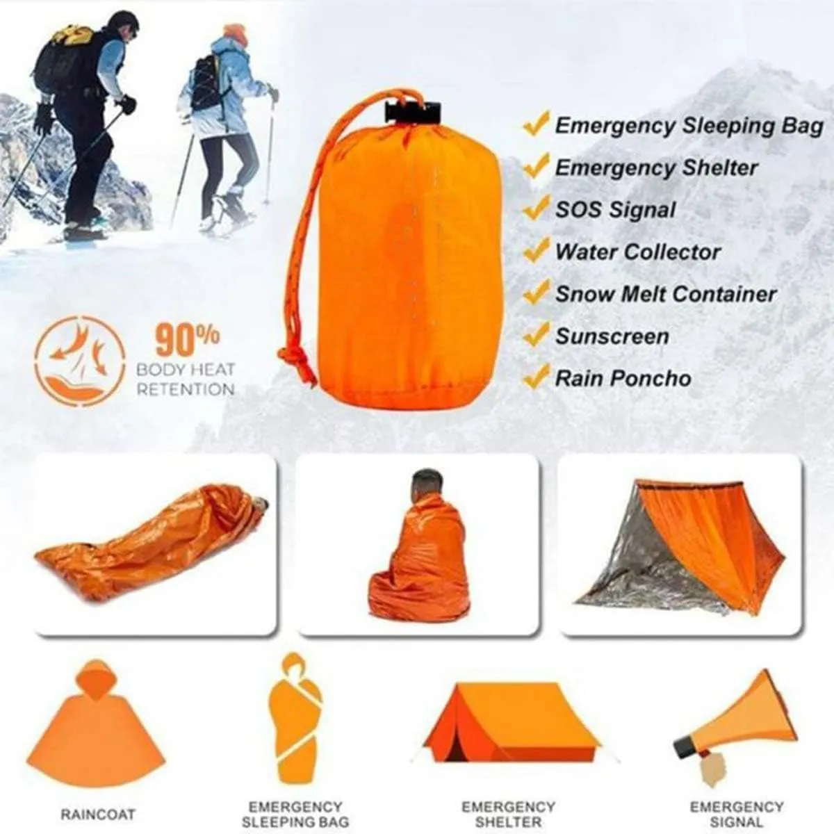 Emergency Sleeping Bag, Emergency Sleeping Bags for Survival 6 Pack, Survival Sleeping Bags Pocket Size Thermal Life Tent Survival Gear Supplies