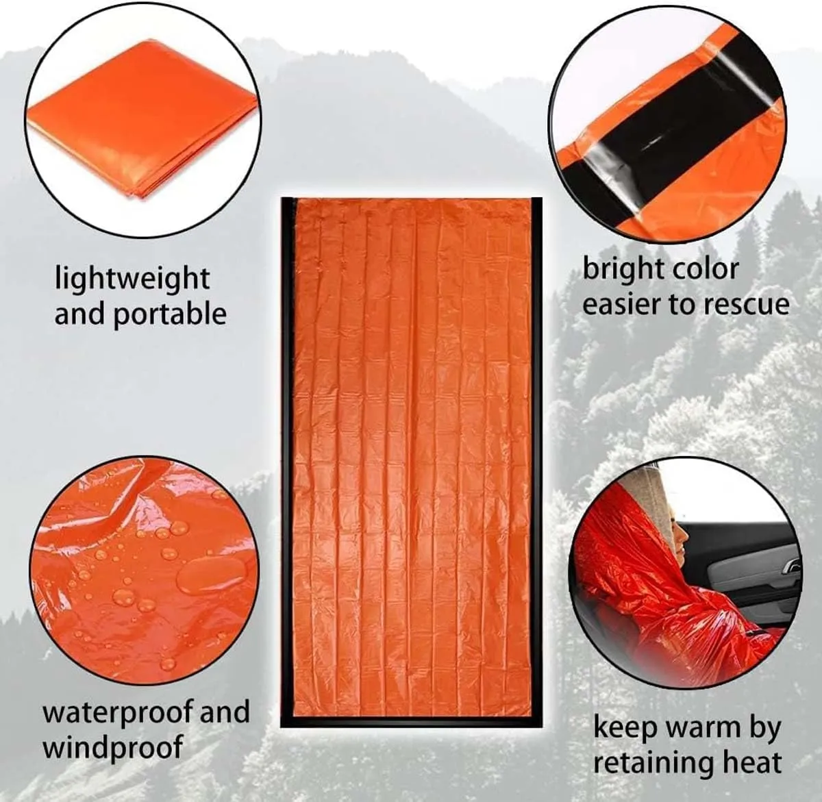 Emergency Sleeping Bag, Emergency Sleeping Bags for Survival 6 Pack, Survival Sleeping Bags Pocket Size Thermal Life Tent Survival Gear Supplies