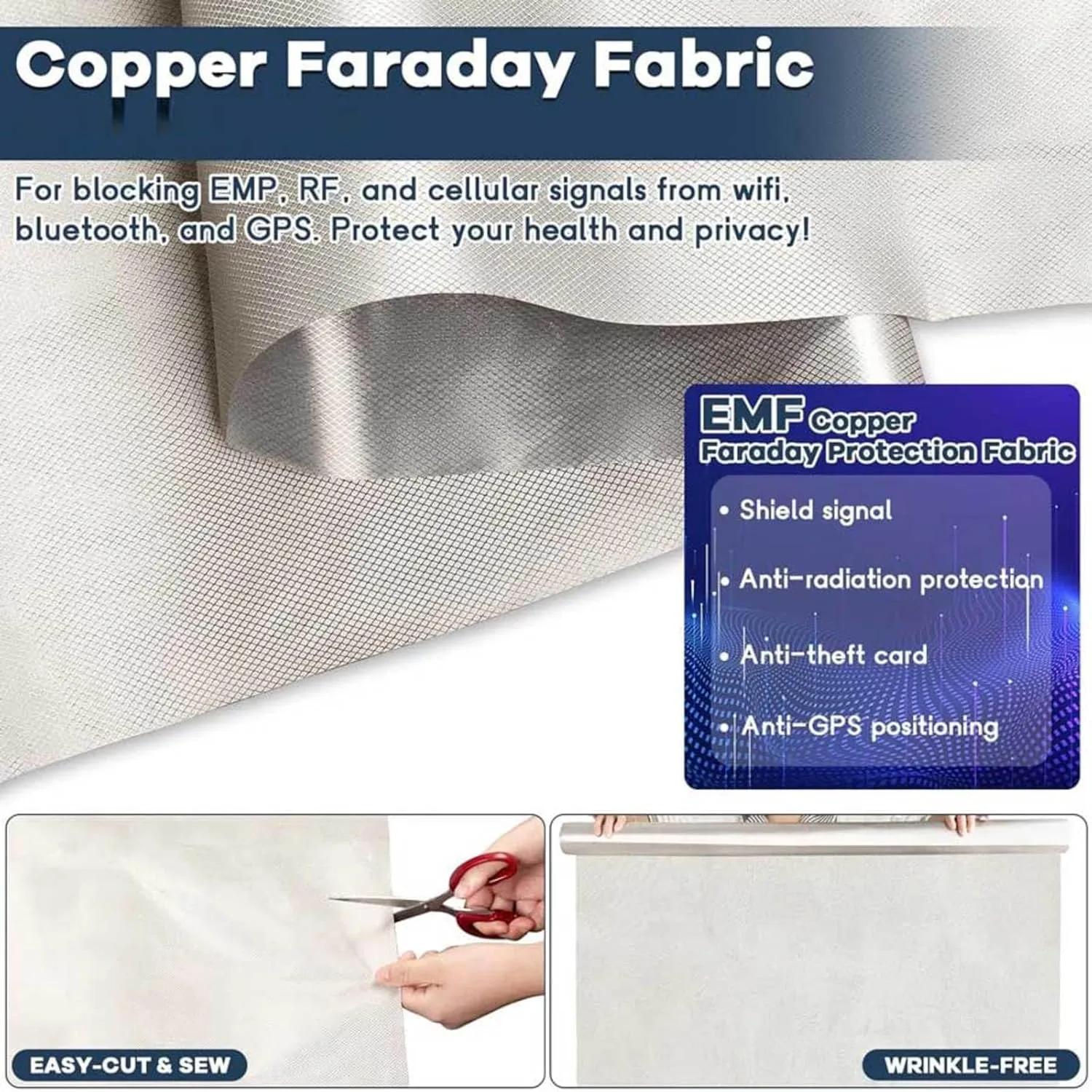 EMF Protection Faraday Fabric Cloth Faraday Bags EMP Proof Faraday Cage Blocking Faraday Cloth Anti-Static WiFi Electromagnetic Anti Radiation,gold-8x1.1m