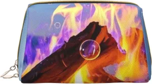 Eternal Light Print Cute Small Makeup Bag, Leather Cosmetic Bags for Purse Women Gifts Make Up Organizer Travelling