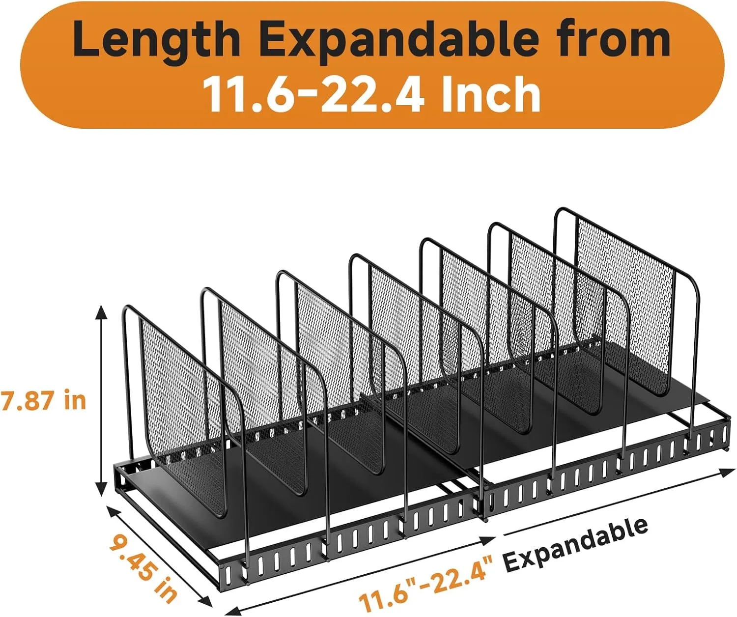 Expandable Bag & Purse Organizer for Closet, 2-Pack Handbag Storage with 7 Adjustable Mesh Shelf Dividers for Closet Organizers and Storage to Keep Purses upright (Black)