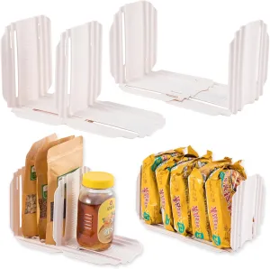 Expandable Pantry Shelf Divider, 4 Pack Adjustable Divider Organizer for Pantry Shelf, Food Packets, Tea Bags Pantry Organization for Fridge, Cabinets