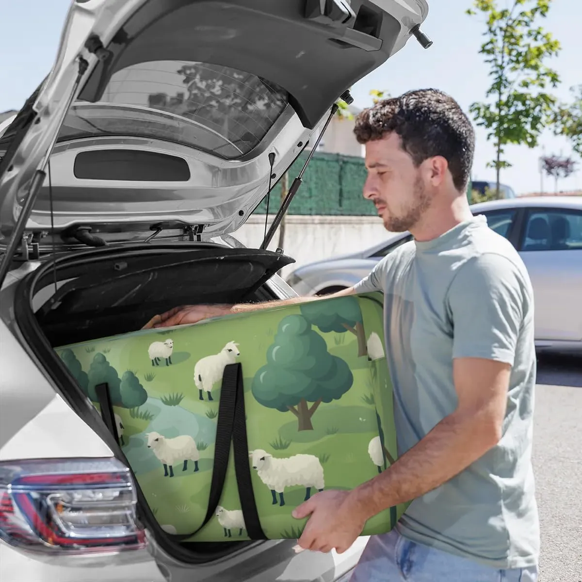 Extra Large Moving Bags Grassland Sheep Storage Bags with Handles and Zippers Large Packing Bags for Space Saving Storage Totes Moving Supplies