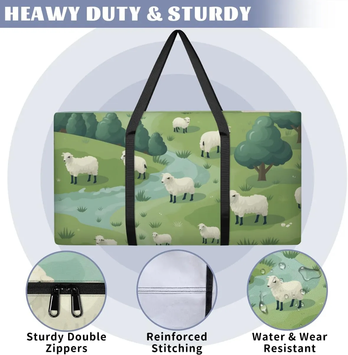 Extra Large Moving Bags Grassland Sheep Storage Bags with Handles and Zippers Large Packing Bags for Space Saving Storage Totes Moving Supplies