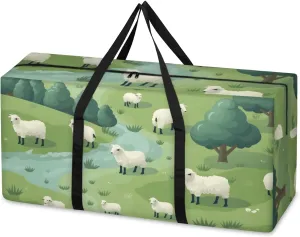 Extra Large Moving Bags Grassland Sheep Storage Bags with Handles and Zippers Large Packing Bags for Space Saving Storage Totes Moving Supplies