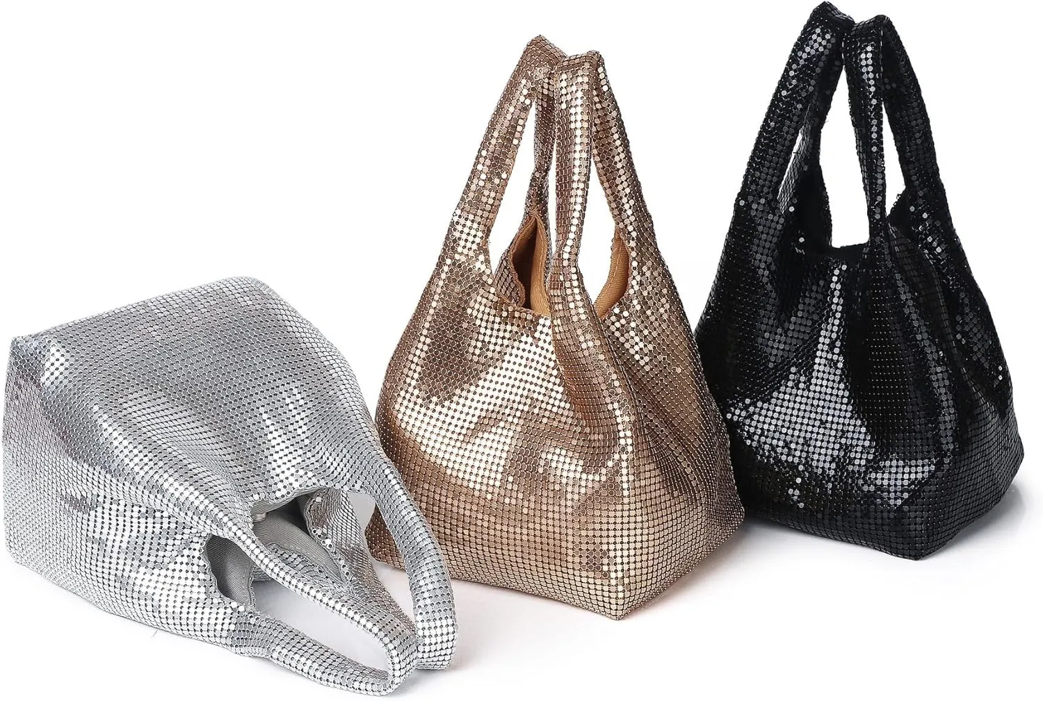 Extra Small Evening Bag Metallic Mesh Clutch Wristlet Purses for Women Formal Evening Pouch Bag Chic Party Handbag
