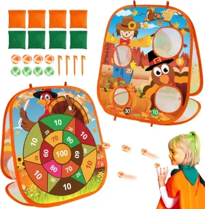 Fall Thanksgiving Bean Bag Toss Games for Kids, Fall Festival Party Games Outdoor Indoor Turkey Dart Board for Kids Carnival Games Toys Thanksgiving Party Favors for Boys Girls Family Yard Games