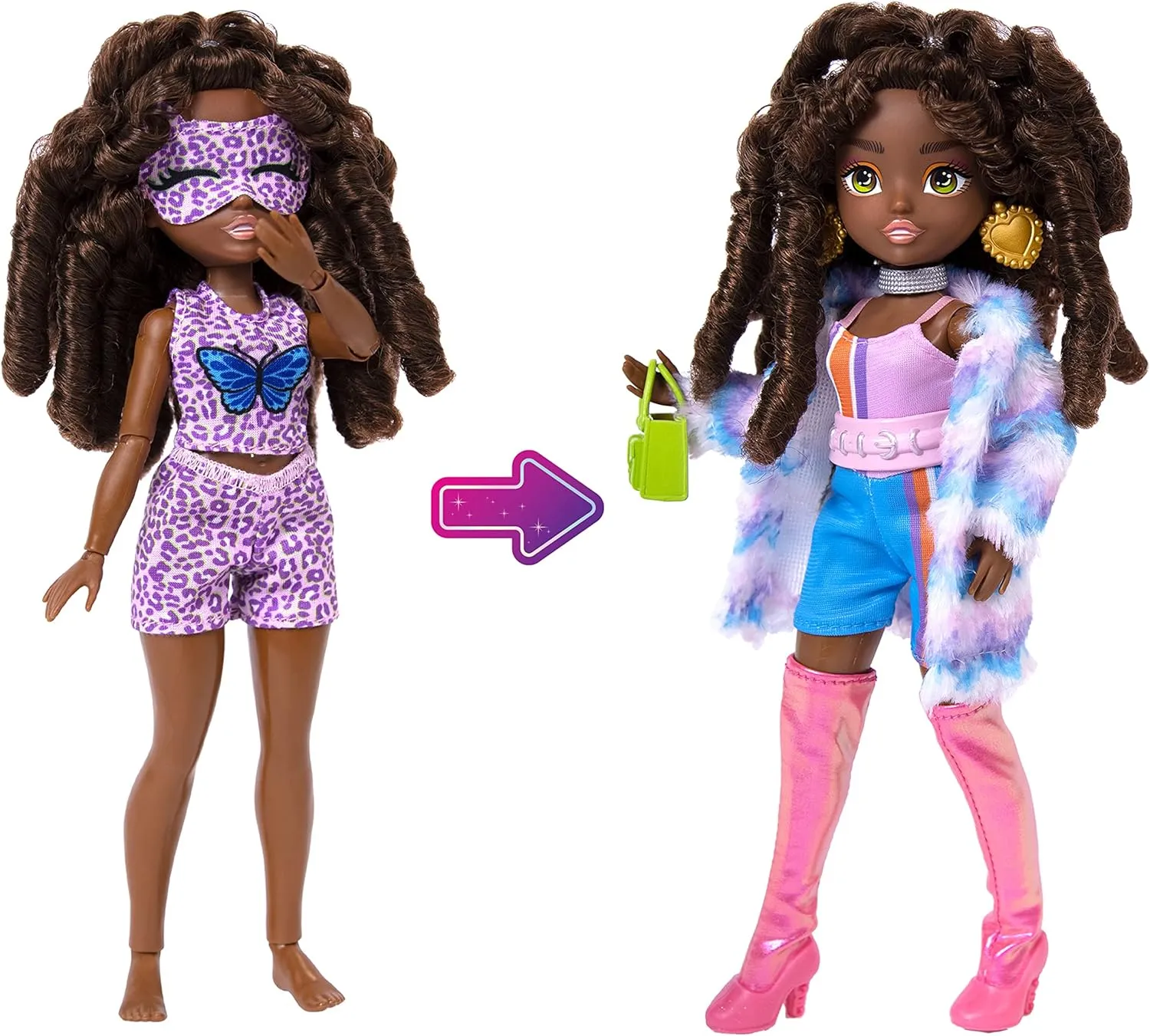 Far Out Toys GLO-UP Girls Kenzie African American Girl Fashion Doll, 25 Fabulous Suprises, Accessories, Purses, Bath Bomb, Spa Face Masks, Color-Changing Nail Play
