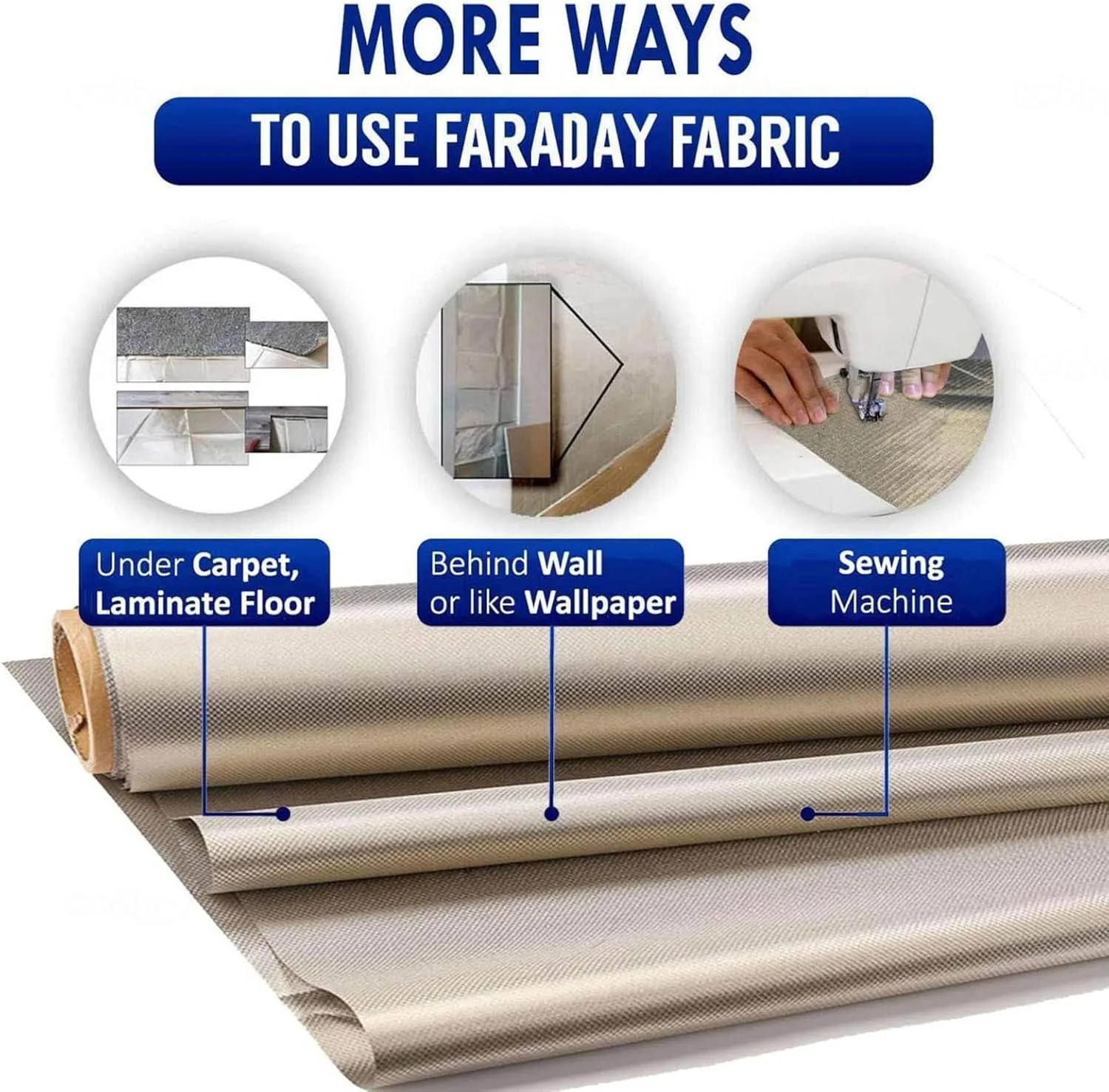 Faraday Fabric Bulk Faraday Cloth EMP Proof Block WiFi/RF Anti-Radiation RF Blocker Fabric Anti Radiation Blanket Shield Faraday Bags for Generators,silver-10m