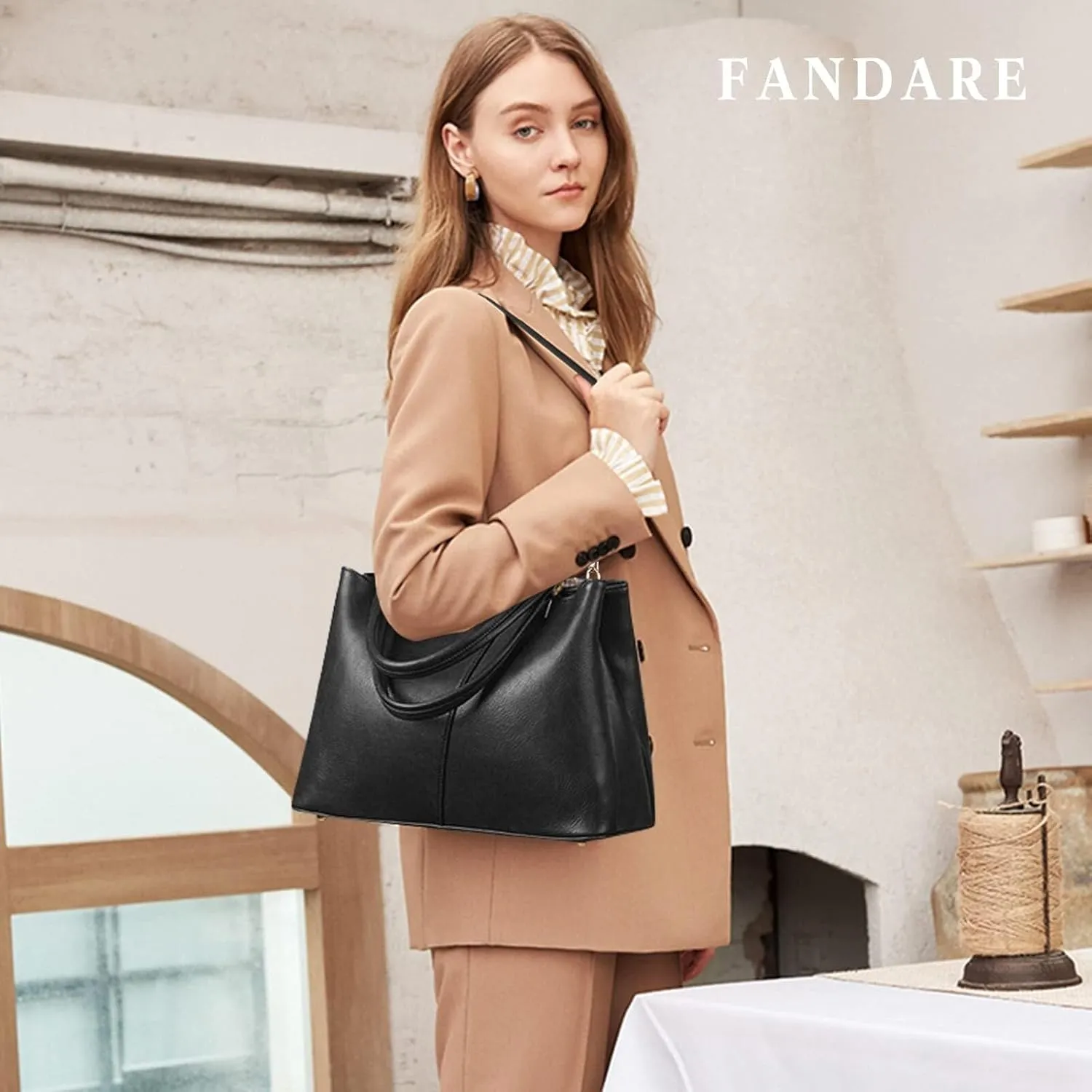 Fashion Women Handbag Waterproof Top-handle Bags Messenger PU Leather V-Shape Shoulder for Work Travel Office Party Shopping