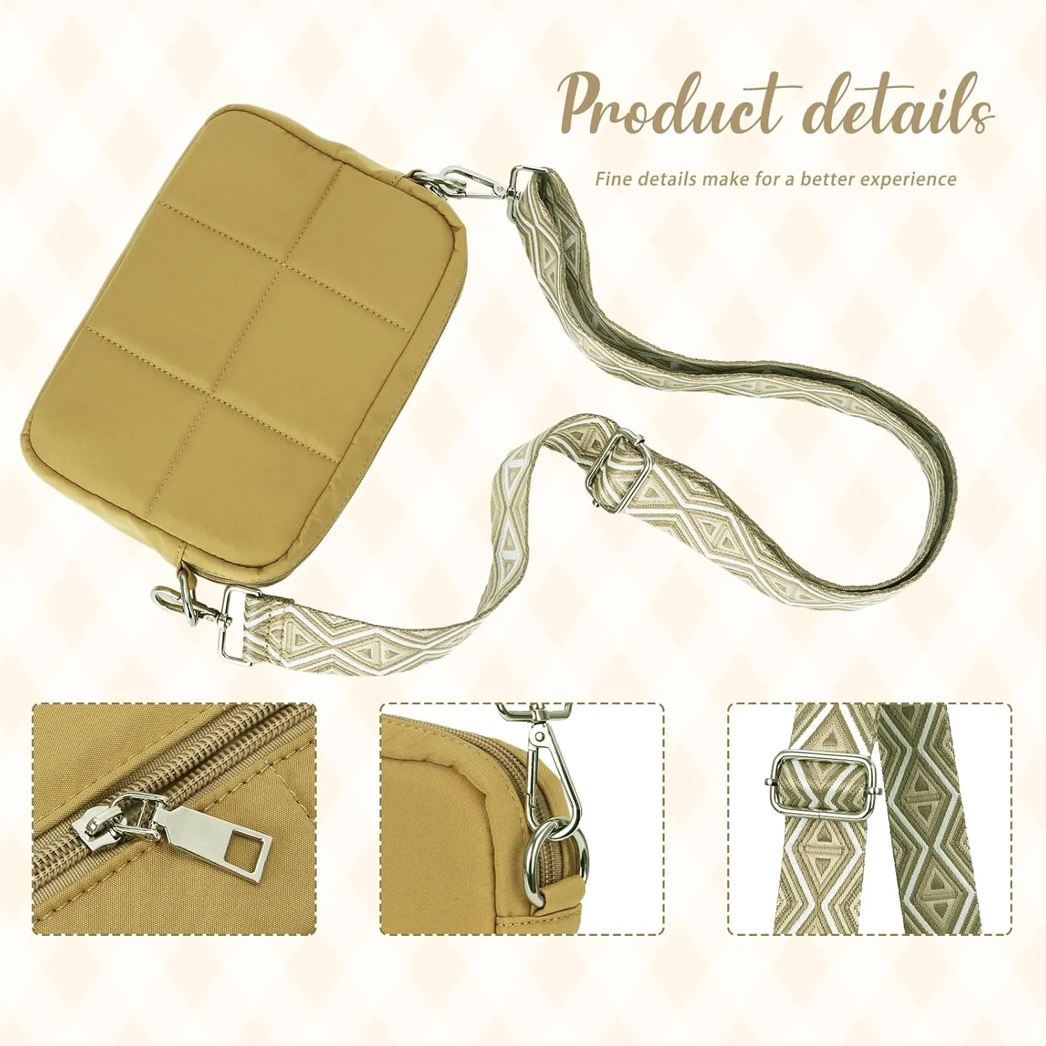 Fecialy Quilted Crossbody Bags for Women Lightweight Puffer Shoulder Bag Design Travel Puffer Tote Bag