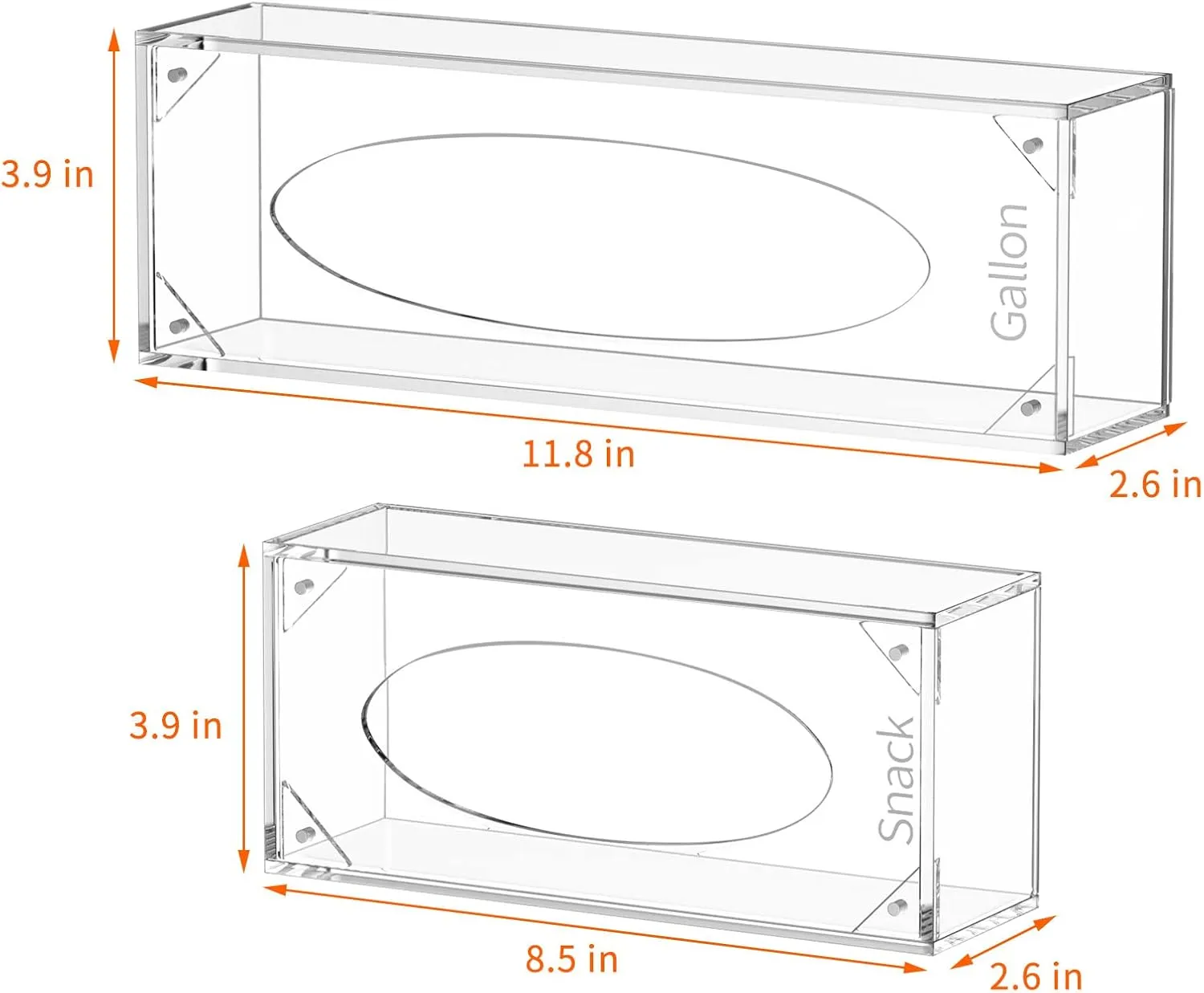 FEMELI Food Bag Storage Organizer, Acrylic Kitchen Drawer Baggie Box, Compatible with Gallon, Slider Quart, Freezer, Sandwich, Snack, Variety Size Bags, 4 separate Pack(Clear)