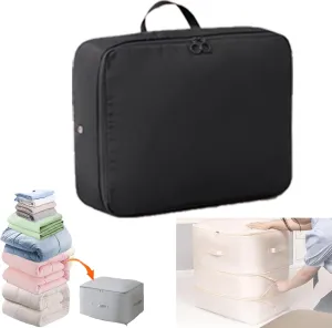 FETNHU Ultra Space Saving Self Compression Organizer, Heavy Duty Moving Bags, Travel Packing Organizers Storage Tote for Clothes Comforters,Blankets,Bedding (Black,XL)