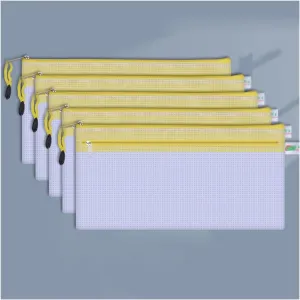 File Organizer A4 A5 B5 D File Bag Mesh Bag Zipper Bag PVC Transparent File Bag Student Information Bag for Teacher Civil Servant Office Worker File Folders (Color : 5pcs-D-Pink) (5pcs d)