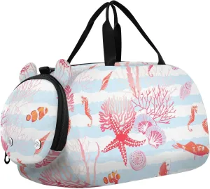 Fishes Shells Seahorse Algae Duffel Bags for Boys Small Gym Bags for Teens Dance Bag for Girls