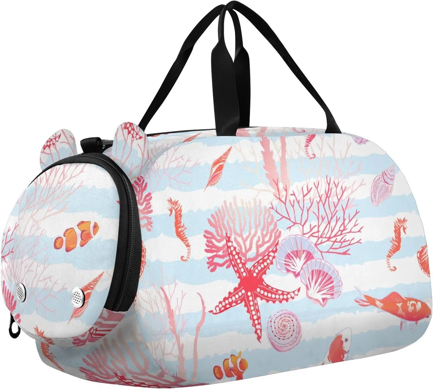 Fishes Shells Seahorse Algae Duffel Bags for Boys Small Gym Bags for Teens Dance Bag for Girls