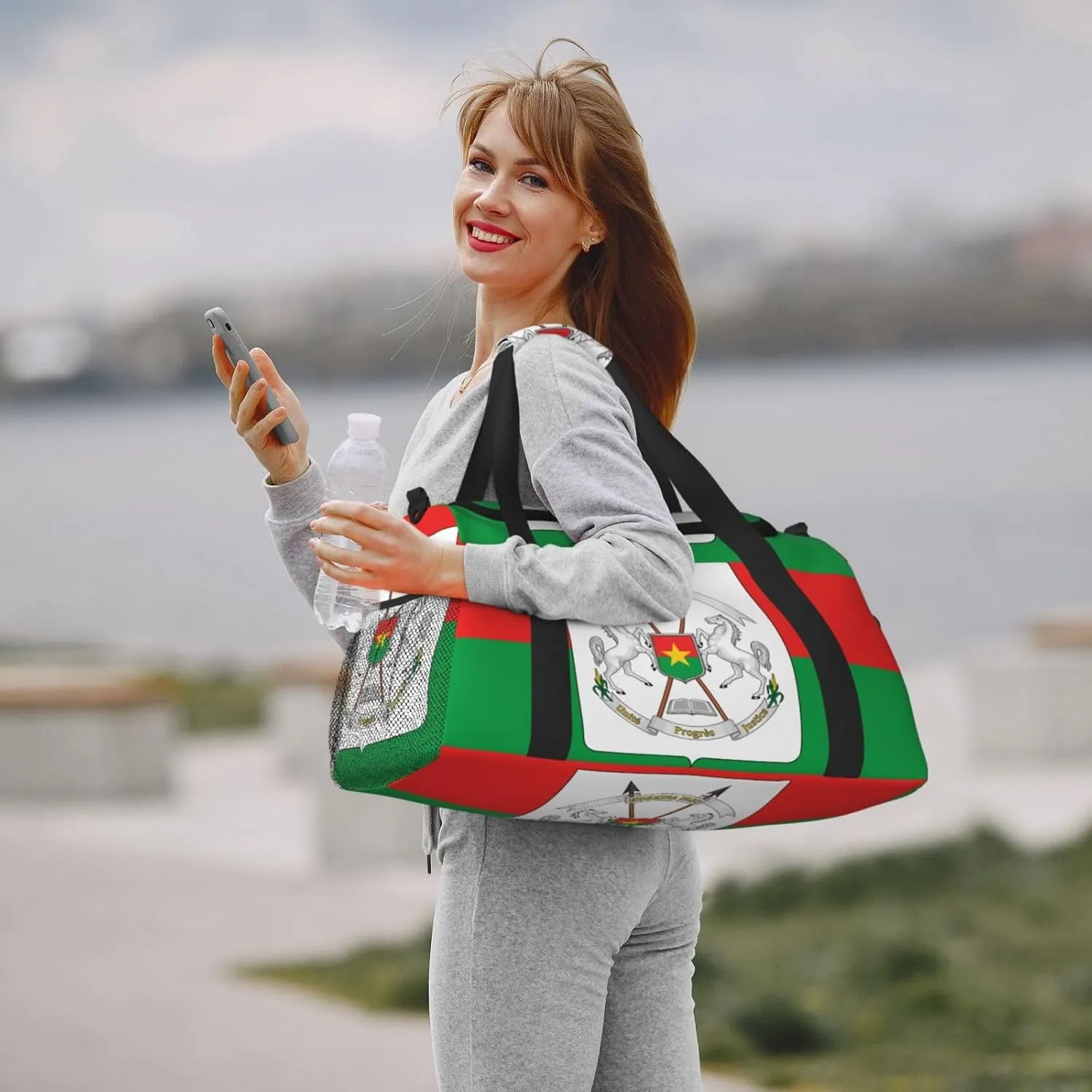 Flag Of Burkina Travel Duffel Bag Large Foldable Waterproof Overnight Bag For Beach Swim Bags Pool Sports Gym
