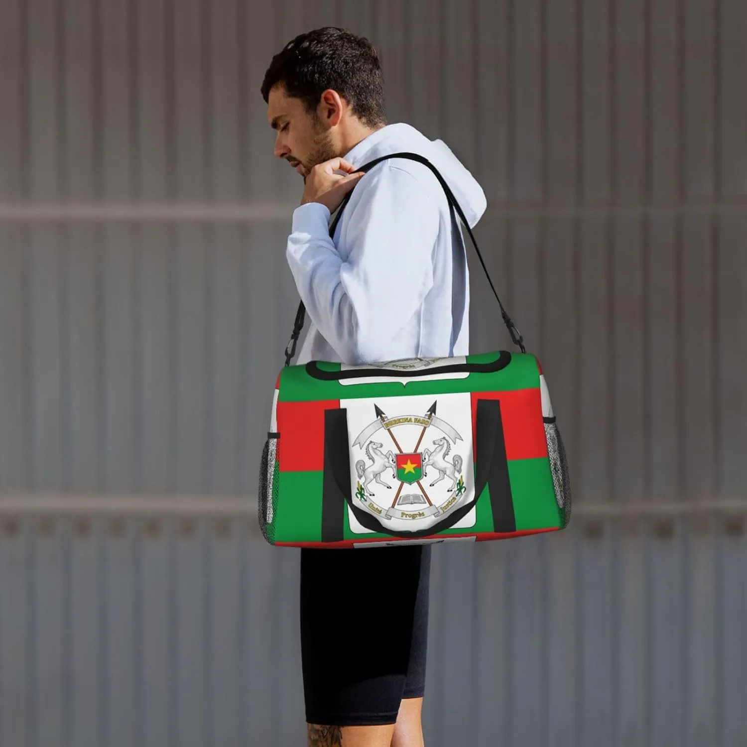 Flag Of Burkina Travel Duffel Bag Large Foldable Waterproof Overnight Bag For Beach Swim Bags Pool Sports Gym