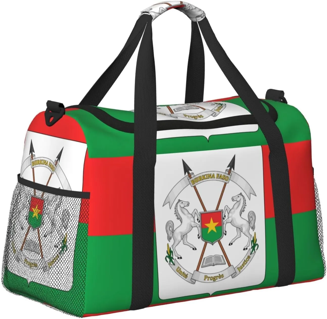 Flag Of Burkina Travel Duffel Bag Large Foldable Waterproof Overnight Bag For Beach Swim Bags Pool Sports Gym