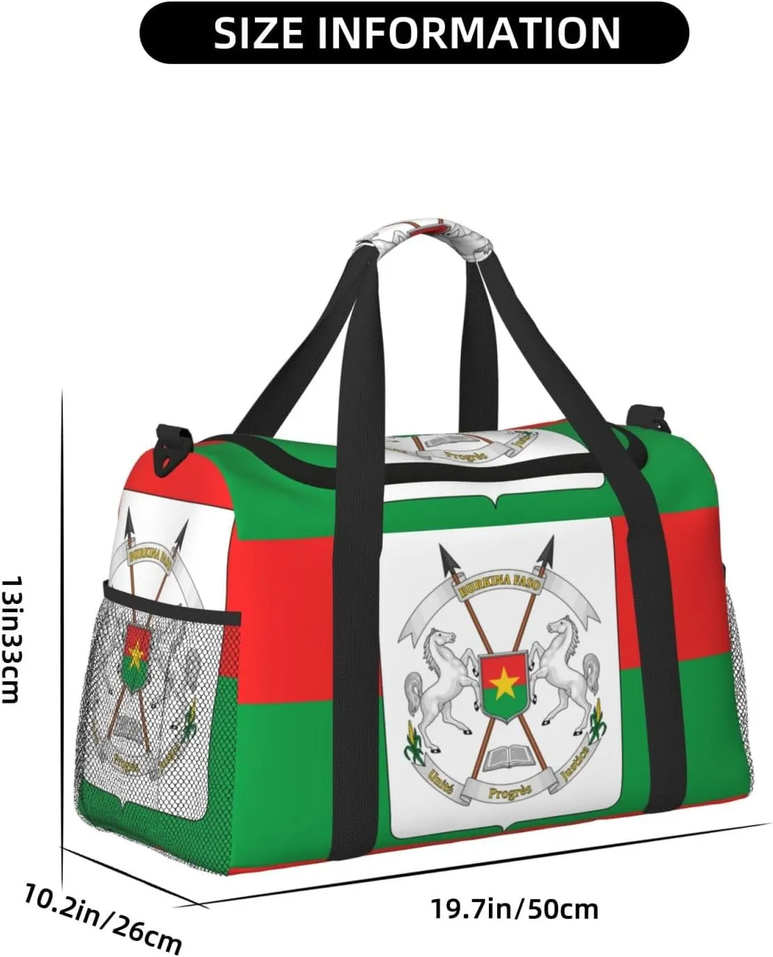Flag Of Burkina Travel Duffel Bag Large Foldable Waterproof Overnight Bag For Beach Swim Bags Pool Sports Gym