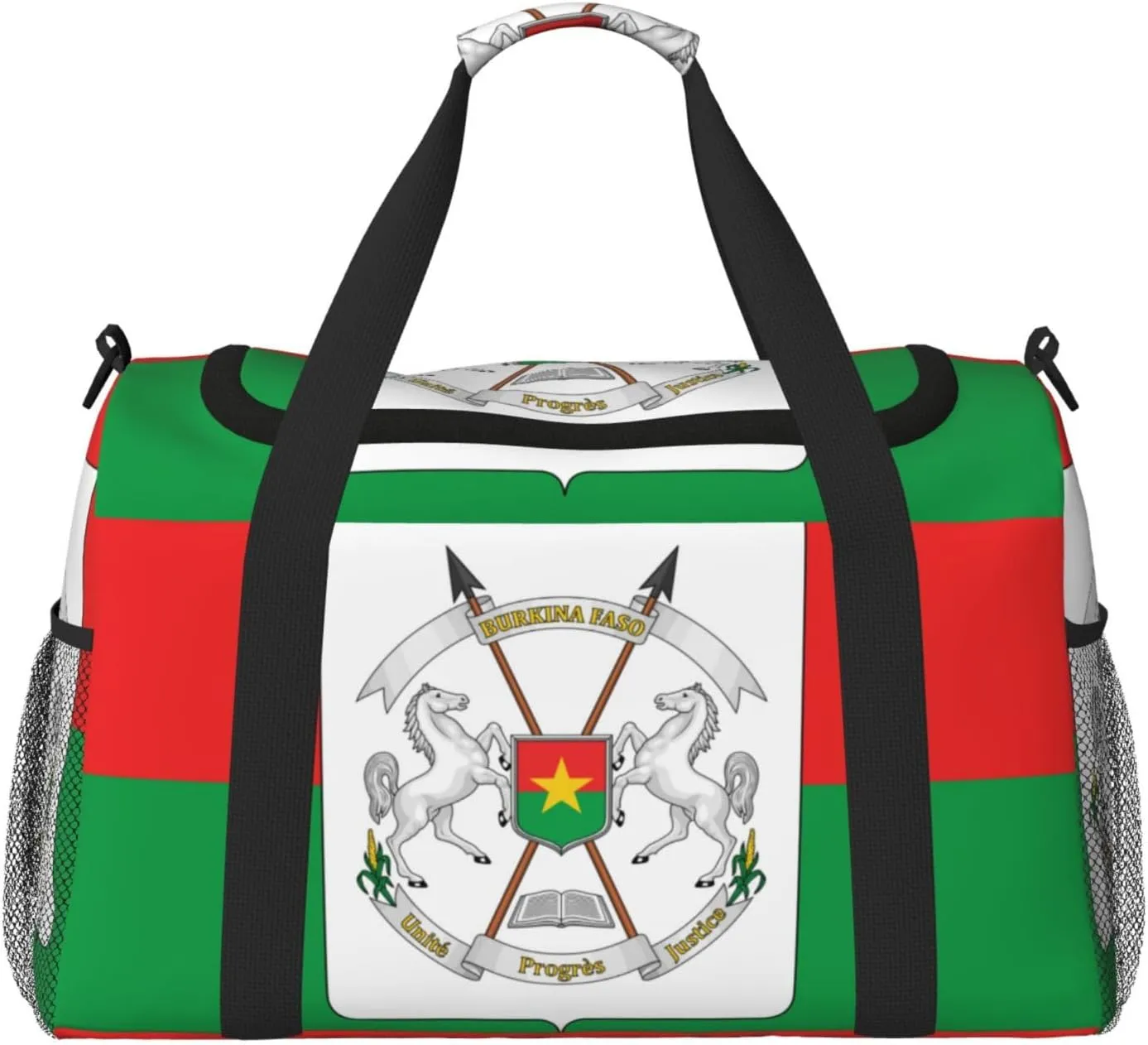 Flag Of Burkina Travel Duffel Bag Large Foldable Waterproof Overnight Bag For Beach Swim Bags Pool Sports Gym