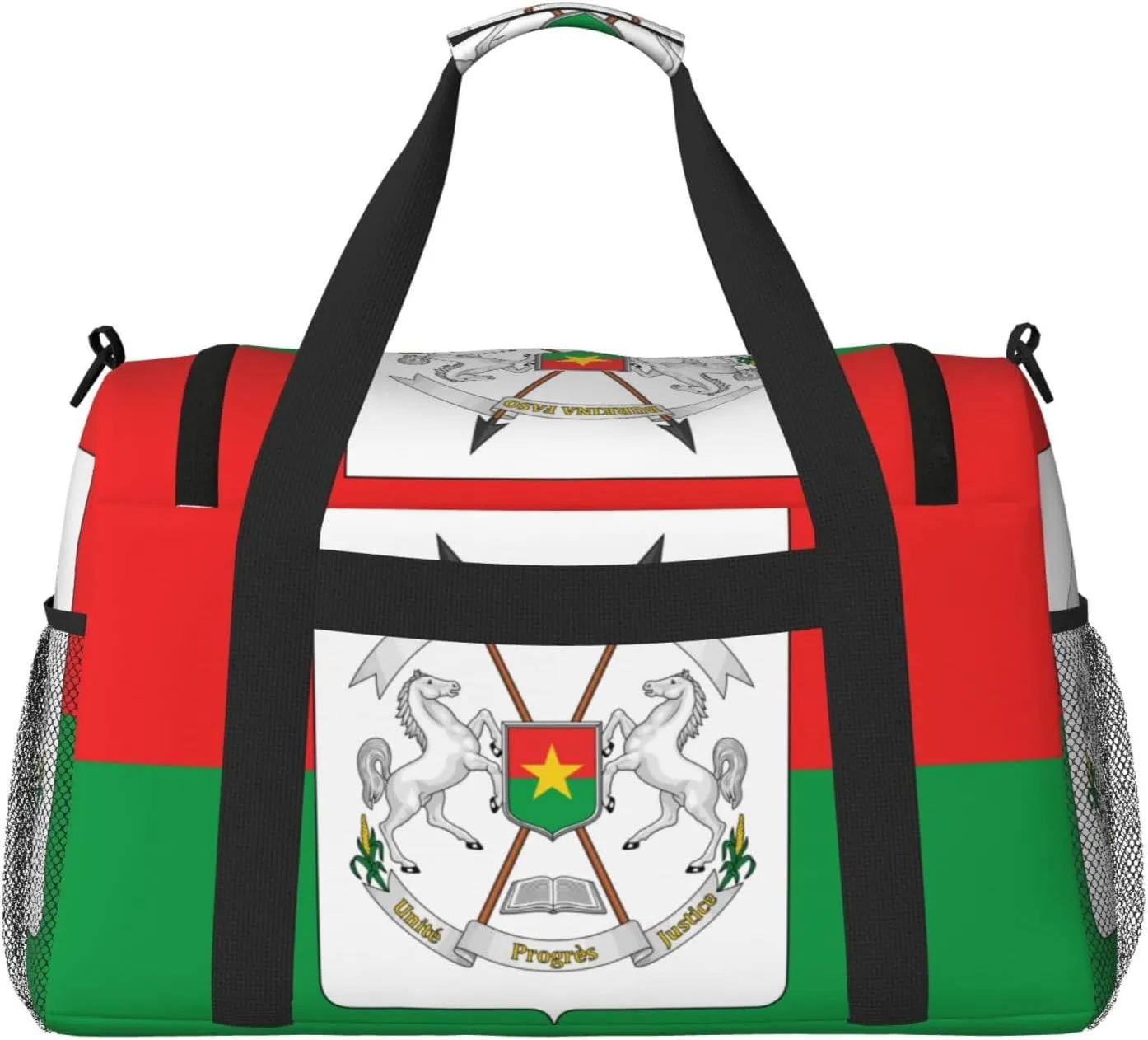 Flag Of Burkina Travel Duffel Bag Large Foldable Waterproof Overnight Bag For Beach Swim Bags Pool Sports Gym