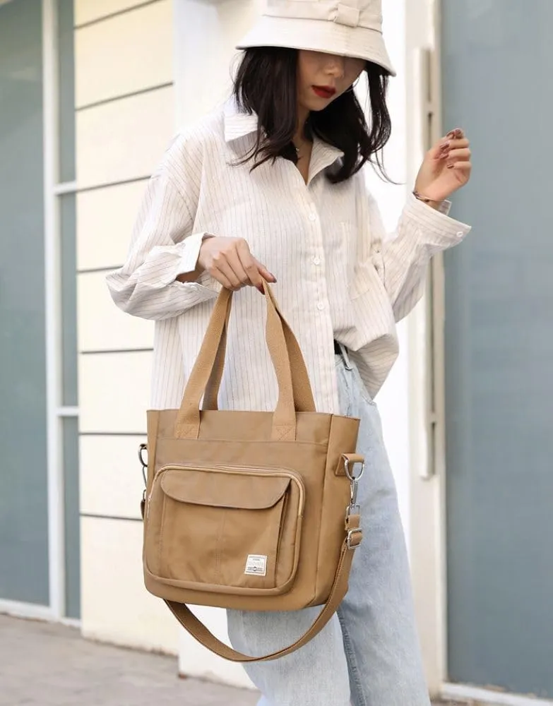 Foldable Tote Bag With Zipper, Large Purses for Women Shoulder Bag,Top Handle Satchel Handbag for Travel Work S-1044