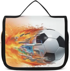 Football Break Through The Wall Portable Toiletry Bags,Travel Makeup Bags,Travel Cosmetic Bags,with Handle,Large Capacity