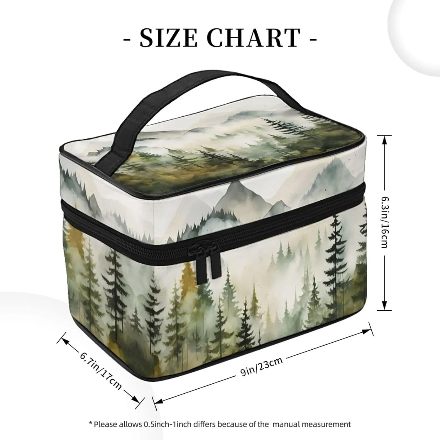 Forest Misty Mountain Makeup Bag for Women Travel Cosmetic Bag Large Makeup Case Portable Toiletry Skincare Organizer Bag