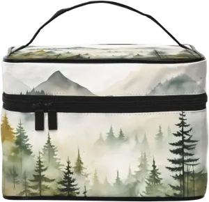 Forest Misty Mountain Makeup Bag for Women Travel Cosmetic Bag Large Makeup Case Portable Toiletry Skincare Organizer Bag