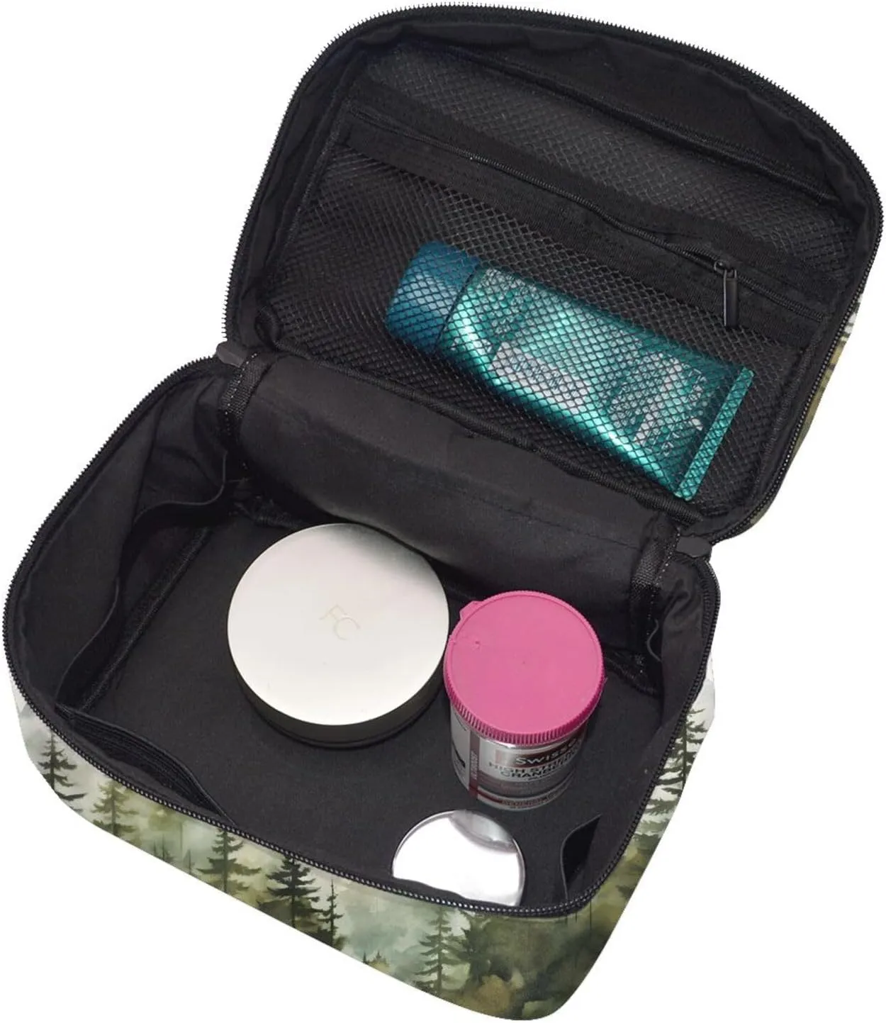 Forest Misty Mountain Makeup Bag for Women Travel Cosmetic Bag Large Makeup Case Portable Toiletry Skincare Organizer Bag