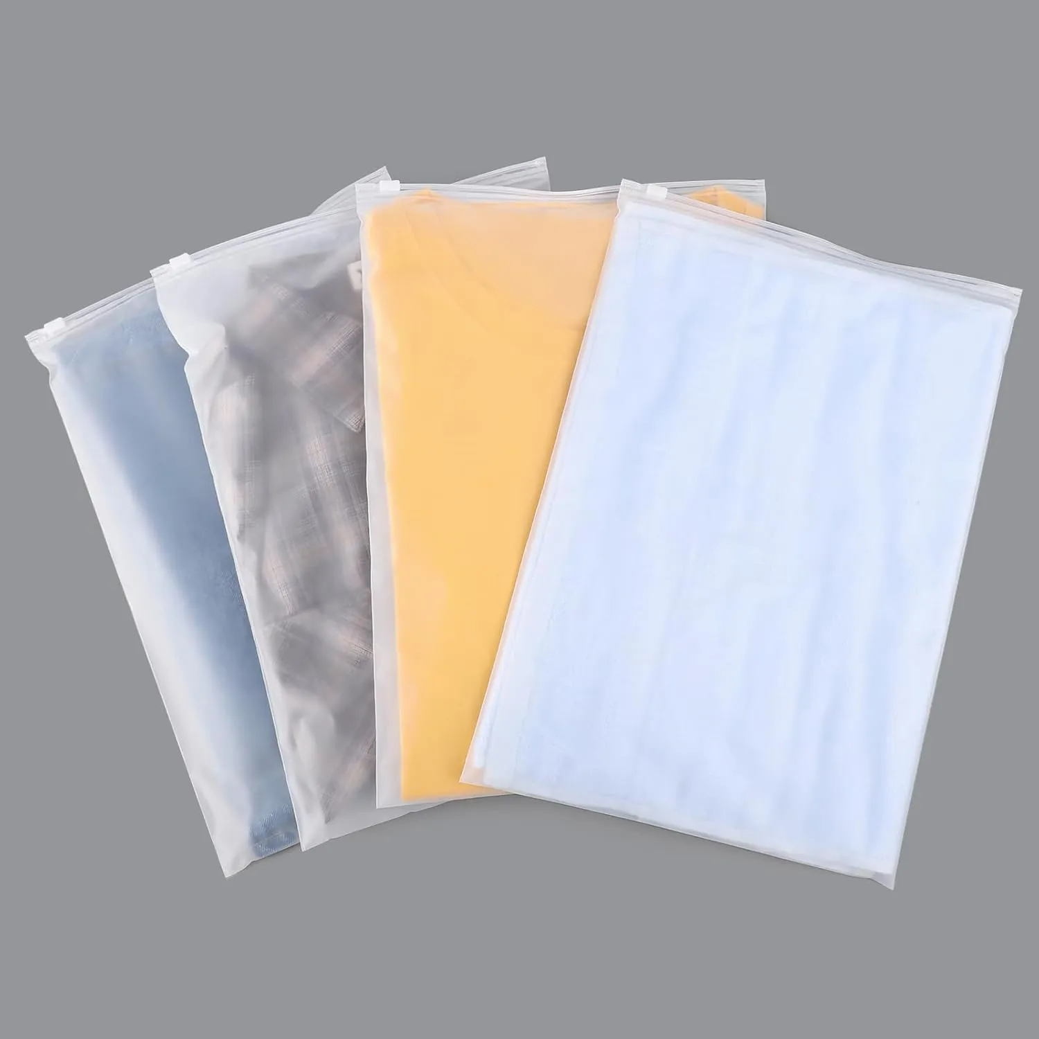 Frosted Zipper Clothing Bags, 50 Pcs 10x13 inch Poly Bags for Shipping, Packaging, Travel Ziplock Bags, Waterproof Swimsuit Bag Plastic Bags for Clothes, T Shirt, Jewelry, 3 Mil