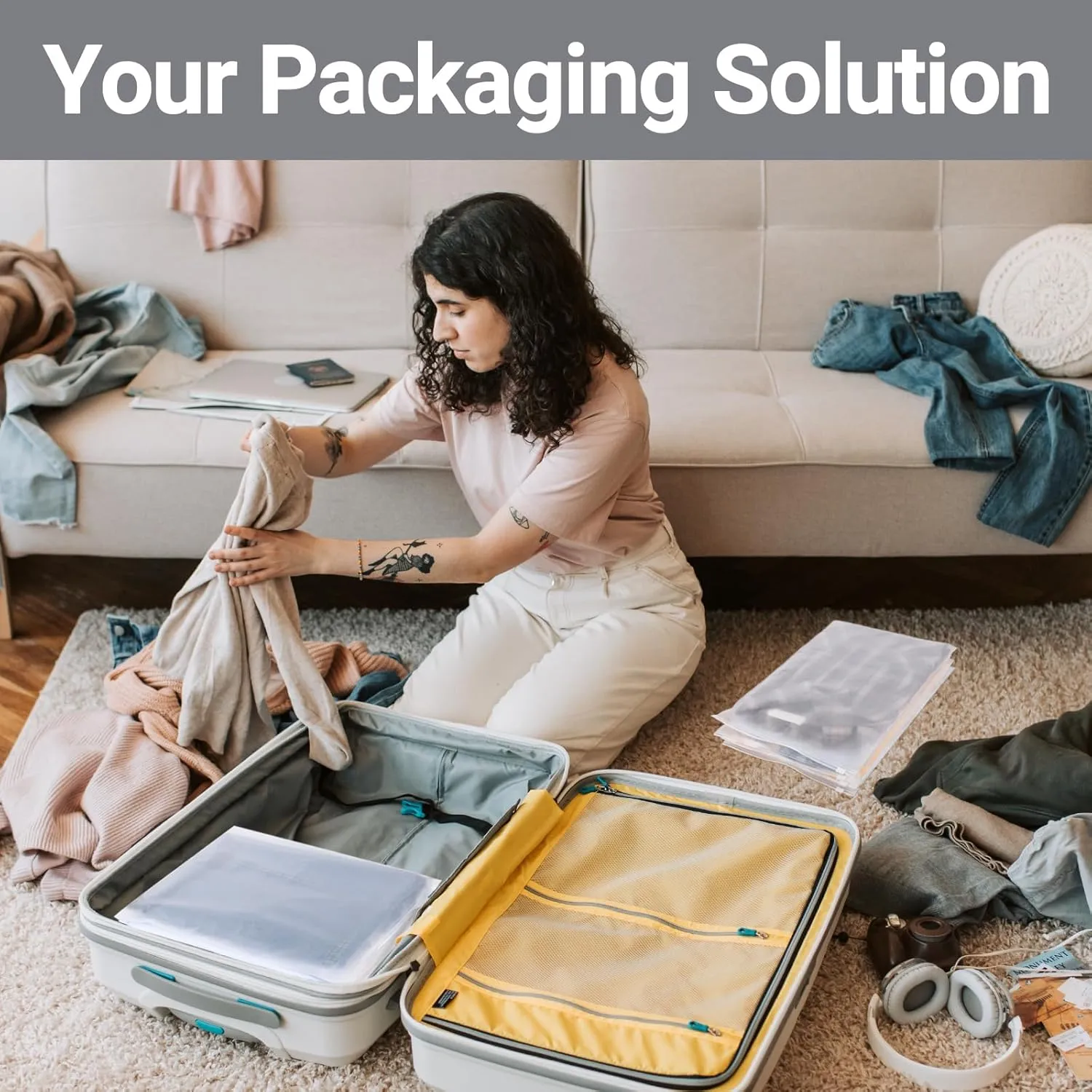 Frosted Zipper Clothing Bags, 50 Pcs 10x13 inch Poly Bags for Shipping, Packaging, Travel Ziplock Bags, Waterproof Swimsuit Bag Plastic Bags for Clothes, T Shirt, Jewelry, 3 Mil