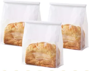 Funcoo 50 Pcs Paper Bread Bags for Home Sourdough Bread Bakery Storage Bags with Window, Large Bakery Loaf Bag for Baked Goods Packaging (11'' X 8.7'' X 4.3'') (White)