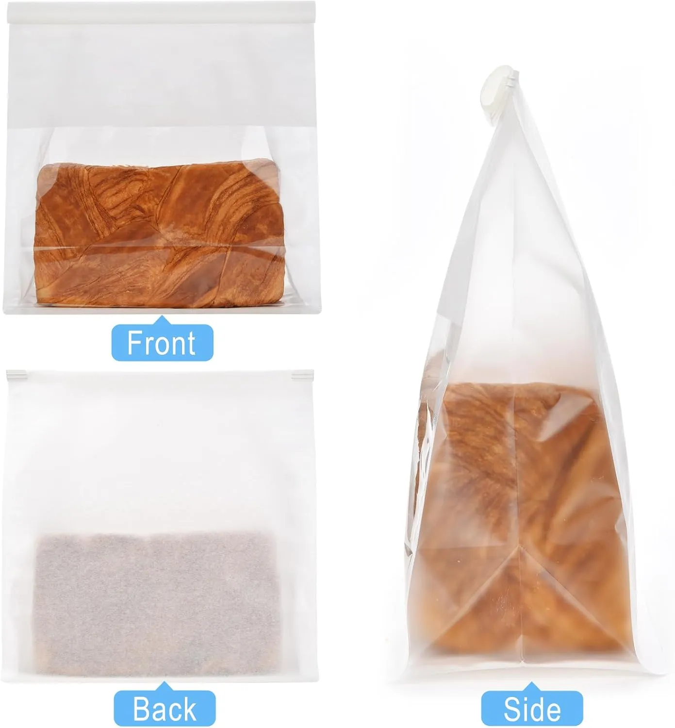 Funcoo 50 Pcs Paper Bread Bags for Home Sourdough Bread Bakery Storage Bags with Window, Large Bakery Loaf Bag for Baked Goods Packaging (11'' X 8.7'' X 4.3'') (White)