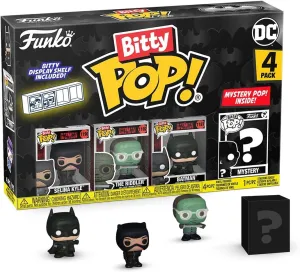 Funko Bitty POP! Batman 85th - Catwoman, 4-Pack and A Surprise Mystery Mini Figure - 0.9 Inch (2.2 Cm) - DC Comics Collectable - Stackable Display Shelf Included - Gift Idea - Party Bags Stocking