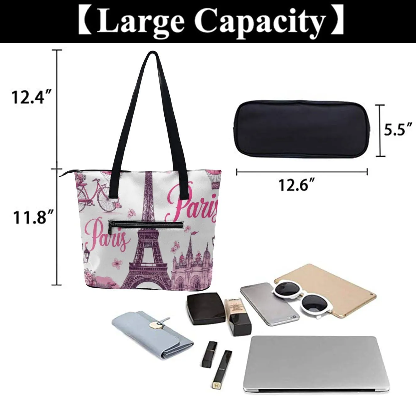 Funny Lightweight Tote Bag, Women's Large Capacity Handbag with Long Handle for Travel, Work, Shopping