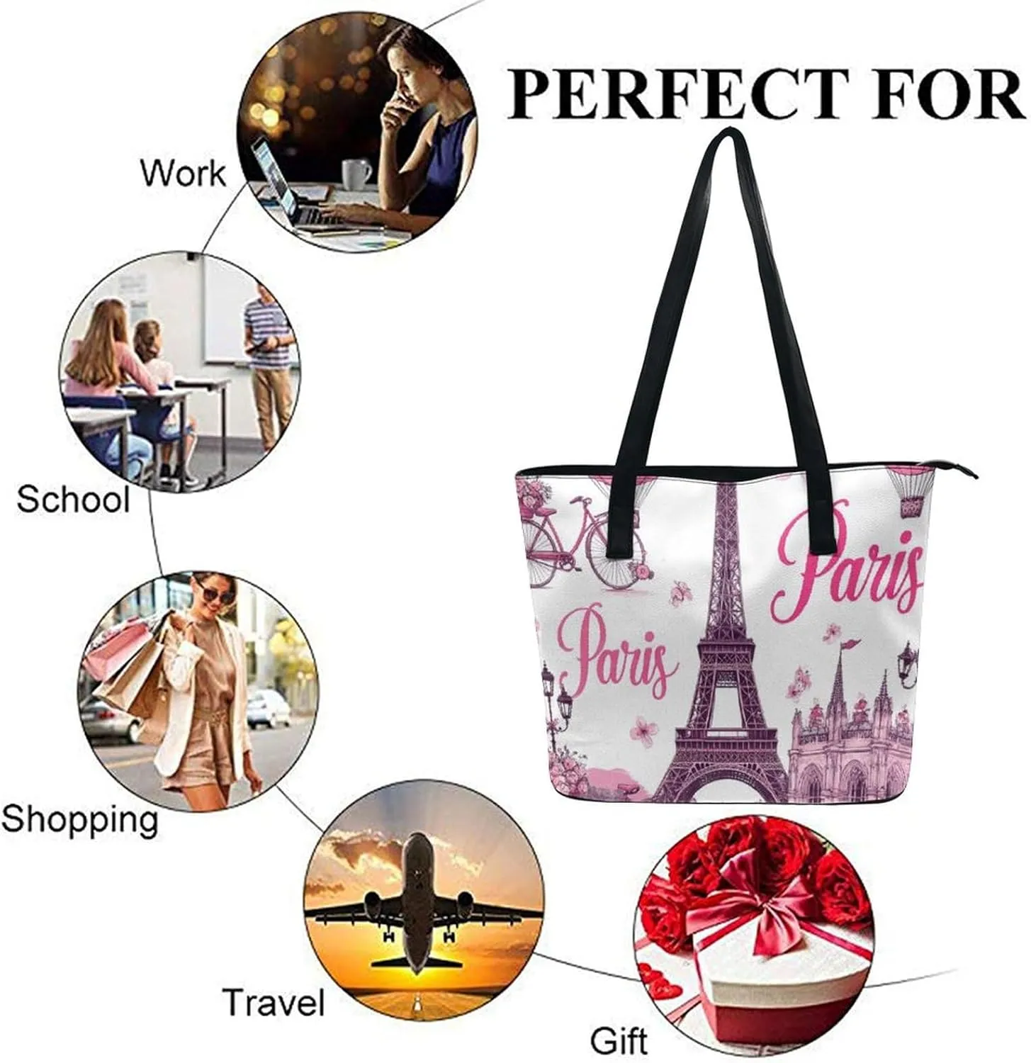 Funny Lightweight Tote Bag, Women's Large Capacity Handbag with Long Handle for Travel, Work, Shopping