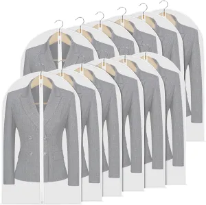 Garment Bag, 24x40 inch, Pack of 12, Clear Garment Bags for Hanging Clothes, Dress, Coat, Suit Bags for Closet Storage & Travel, Dust Proof Translucent Dry Cleaner Bags Plastic Clear