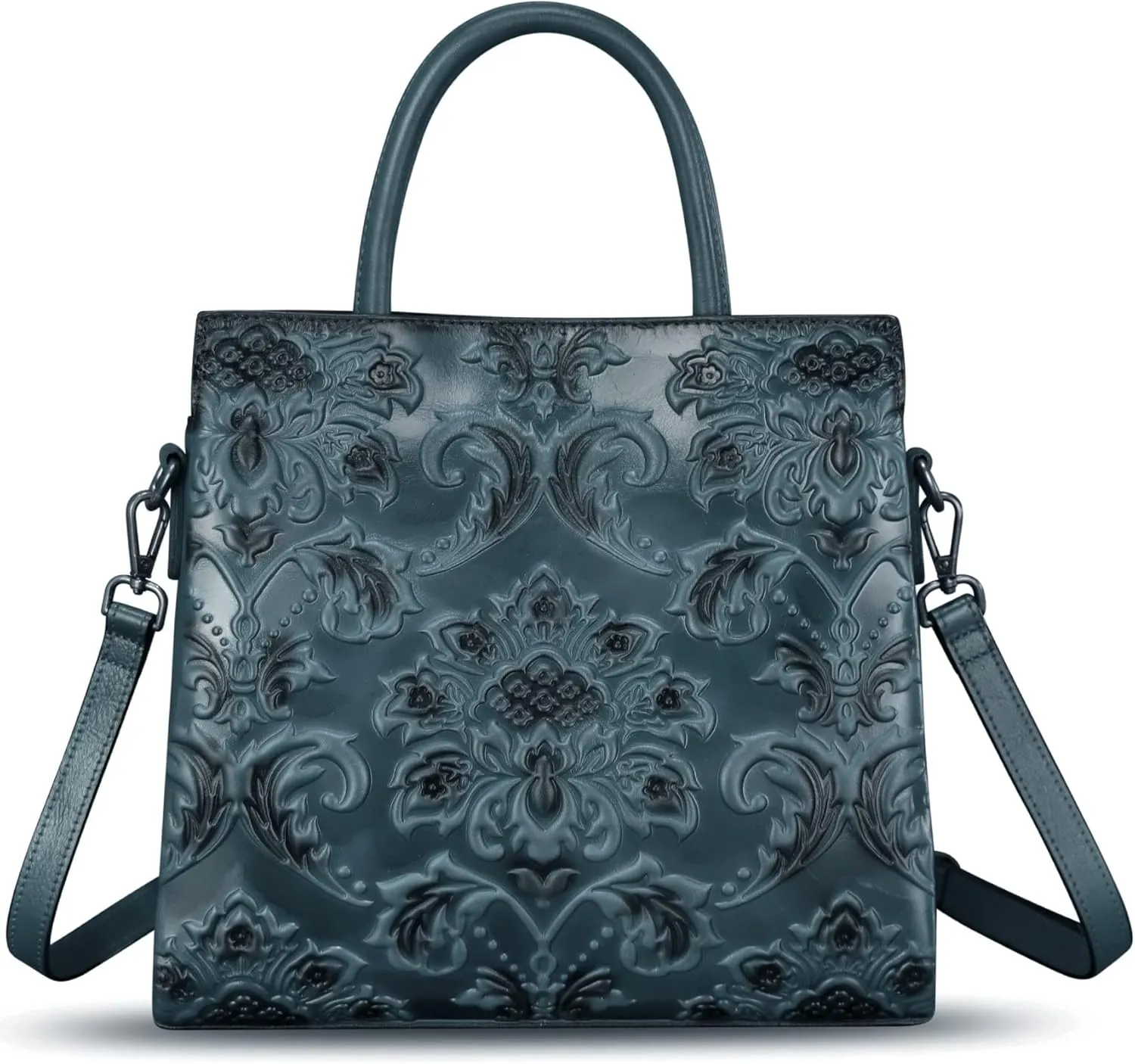 Genuine Leather Purses and Handbags for Women Vintage Embossed Leather Tote Bag Crossbody Shoulder Bag Satchel Bags