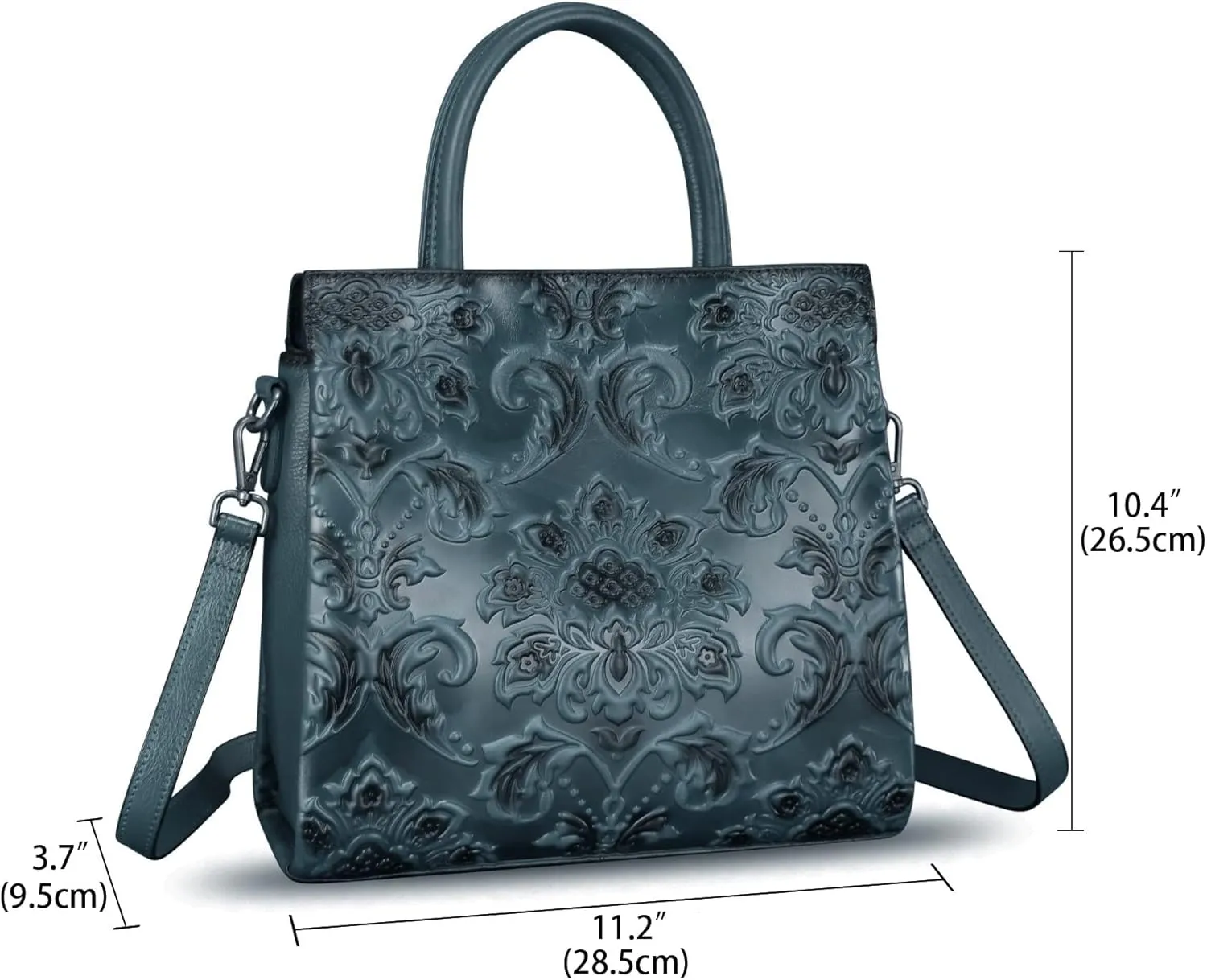 Genuine Leather Purses and Handbags for Women Vintage Embossed Leather Tote Bag Crossbody Shoulder Bag Satchel Bags