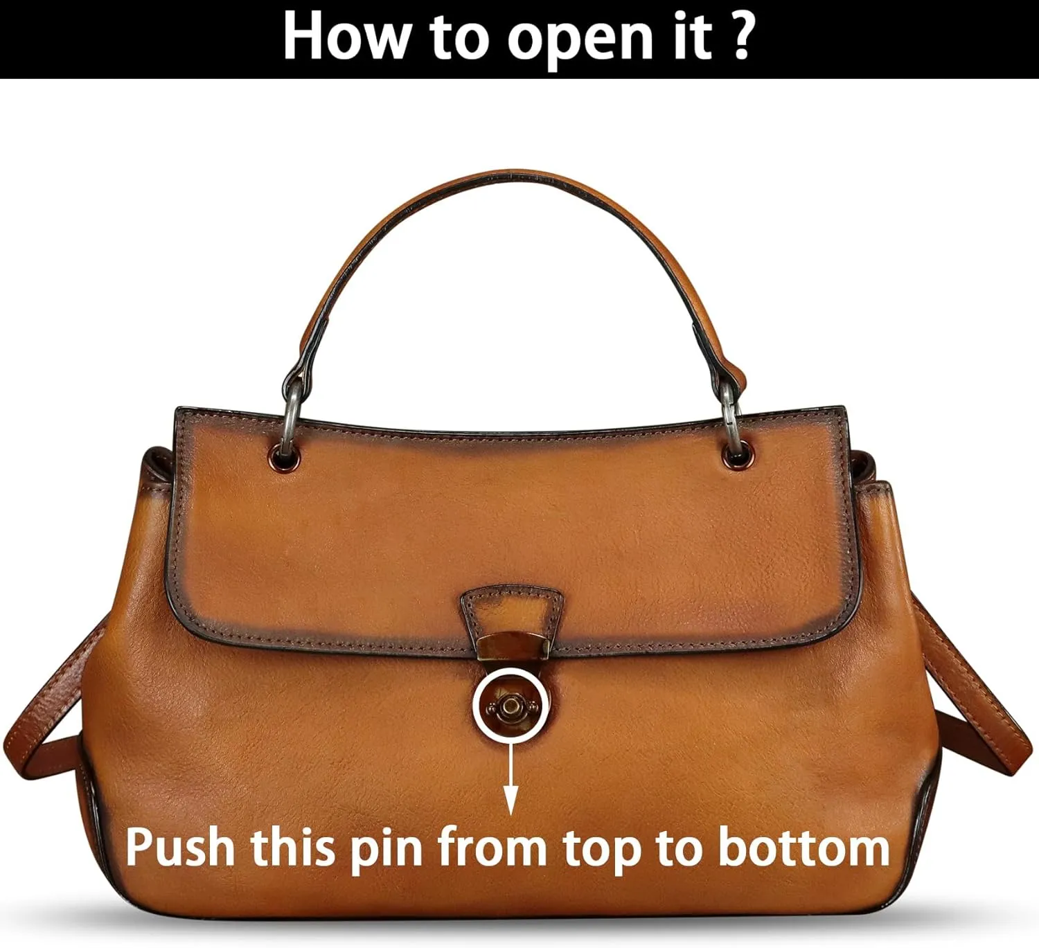 Genuine Leather Purses and Handbags for Women Vintage Leather Satchel Bags Shoulder Bag Crossbody with Strap