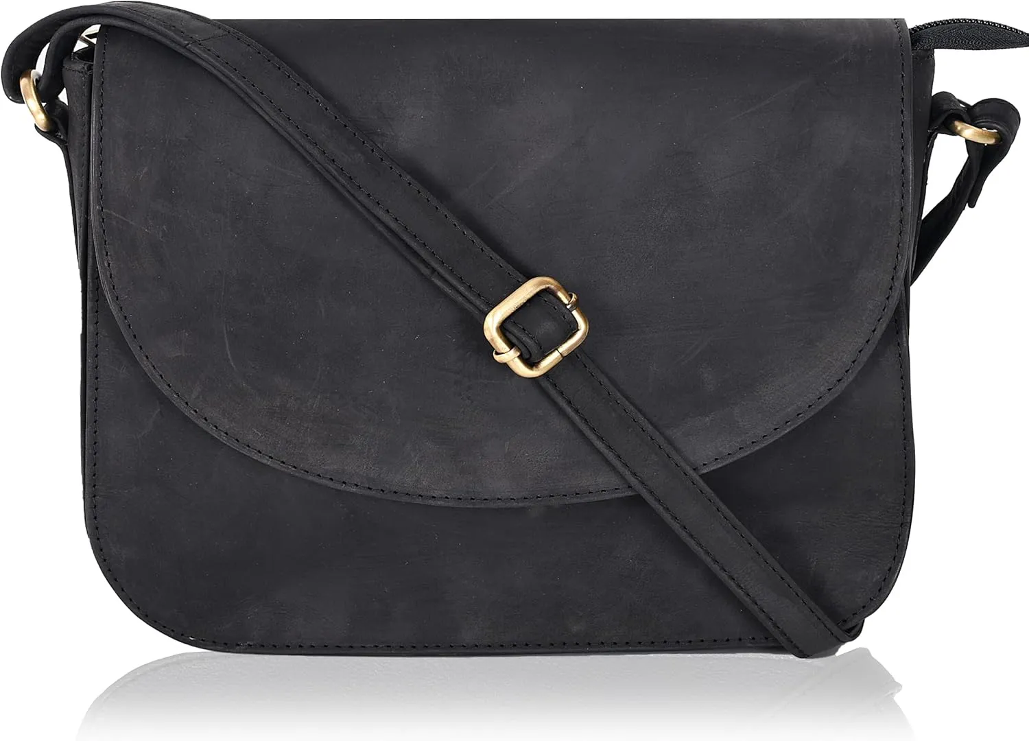 Genuine Leather Shoulder Crossbody Purse For Women with Adjustable Strap, Mobile Pocket & Outside & Inside Zipper